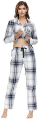 YIRUIYA Women's cotton pajama set plaid pajama set