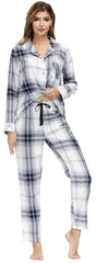 YIRUIYA Women's cotton pajama set plaid pajama set