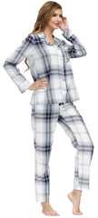 YIRUIYA Women's cotton pajama set plaid pajama set