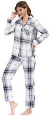 YIRUIYA Women's cotton pajama set plaid pajama set