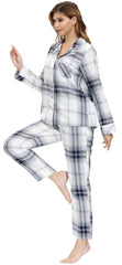 YIRUIYA Women's cotton pajama set plaid pajama set