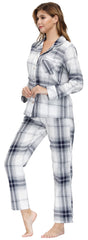 YIRUIYA Women's cotton pajama set plaid pajama set