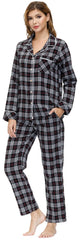 YIRUIYA Women's cotton pajama set plaid pajama set