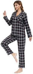 YIRUIYA Women's cotton pajama set plaid pajama set