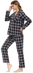 YIRUIYA Women's cotton pajama set plaid pajama set