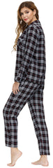 YIRUIYA Women's cotton pajama set plaid pajama set