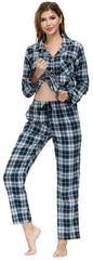 YIRUIYA Women's cotton pajama set plaid pajama set