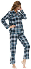 YIRUIYA Women's cotton pajama set plaid pajama set