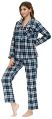 YIRUIYA Women's cotton pajama set plaid pajama set