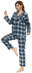 YIRUIYA Women's cotton pajama set plaid pajama set