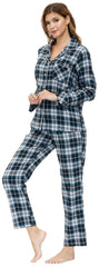 YIRUIYA Women's cotton pajama set plaid pajama set