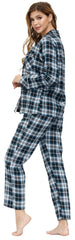 YIRUIYA Women's cotton pajama set plaid pajama set