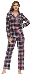 YIRUIYA Women's cotton pajama set plaid pajama set