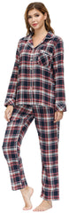 YIRUIYA Women's cotton pajama set plaid pajama set