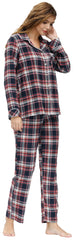 YIRUIYA Women's cotton pajama set plaid pajama set