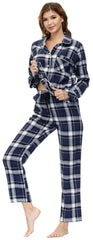 YIRUIYA Women's cotton pajama set plaid pajama set