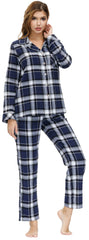 YIRUIYA Women's cotton pajama set plaid pajama set