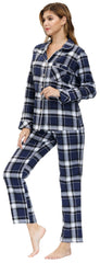 YIRUIYA Women's cotton pajama set plaid pajama set