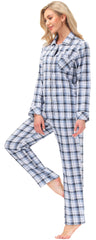 YIRUIYA Women's cotton pajama set plaid pajama set