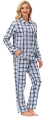 YIRUIYA Women's cotton pajama set plaid pajama set