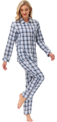 YIRUIYA Women's cotton pajama set plaid pajama set