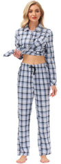 YIRUIYA Women's cotton pajama set plaid pajama set