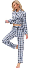 YIRUIYA Women's cotton pajama set plaid pajama set