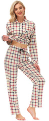 YIRUIYA Women's cotton pajama set plaid pajama set