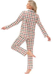 YIRUIYA Women's cotton pajama set plaid pajama set