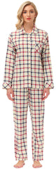 YIRUIYA Women's cotton pajama set plaid pajama set