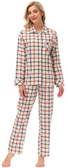 YIRUIYA Women's cotton pajama set plaid pajama set