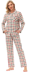 YIRUIYA Women's cotton pajama set plaid pajama set