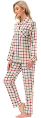 YIRUIYA Women's cotton pajama set plaid pajama set