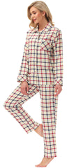 YIRUIYA Women's cotton pajama set plaid pajama set