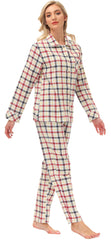 YIRUIYA Women's cotton pajama set plaid pajama set