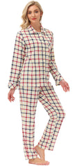 YIRUIYA Women's cotton pajama set plaid pajama set