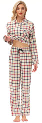 YIRUIYA Women's cotton pajama set plaid pajama set