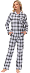 YIRUIYA Women's cotton pajama set plaid pajama set