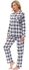 YIRUIYA Women's cotton pajama set plaid pajama set