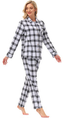 YIRUIYA Women's cotton pajama set plaid pajama set