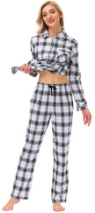 YIRUIYA Women's cotton pajama set plaid pajama set