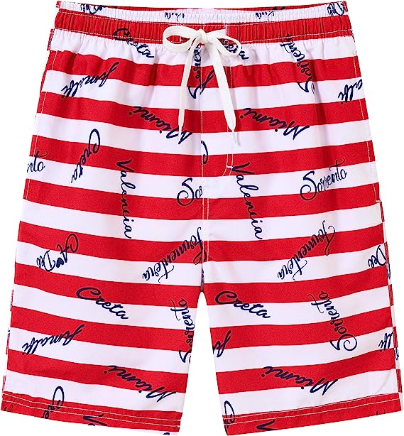 Boys' Printed Swim Trunks Beach Board Shorts - morefiz