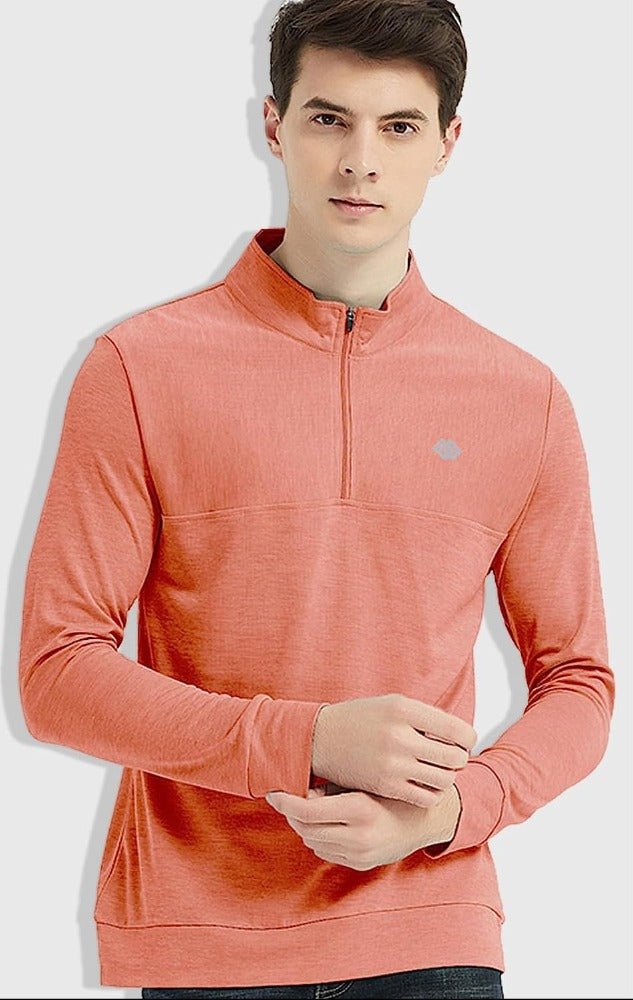 Men's Half Zip Long Sleeve Running Shirt UPF 50 - morefiz