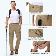 Men's Hiking Cargo Pants Lightweight Quick Dry Water Resistant Outdoor - morefiz