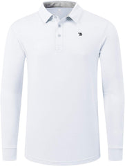 Men's Long Sleeve Golf Polo Shirt Quick Dry Sport Shirt + Collared Athletic T-Shirt - morefiz