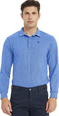 Men's Long Sleeve Golf Polo Shirt Quick Dry Sport Shirt + Collared Athletic T-Shirt - morefiz