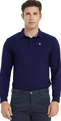 Men's Long Sleeve Golf Polo Shirt Quick Dry Sport Shirt + Collared Athletic T-Shirt - morefiz