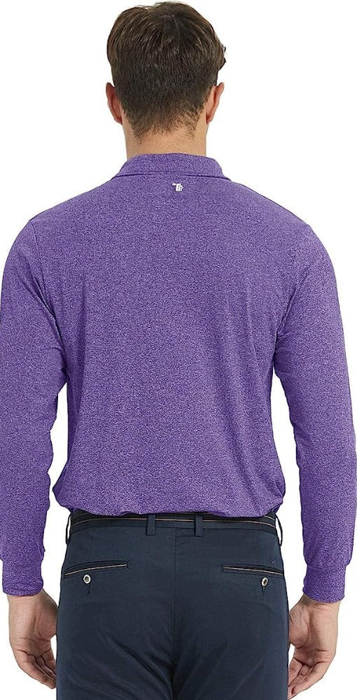 Men's Long Sleeve Golf Polo Shirt Quick Dry Sport Shirt + Collared Athletic T-Shirt - morefiz