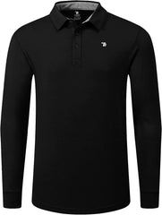 Men's Long Sleeve Golf Polo Shirt Quick Dry Sport Shirt + Collared Athletic T-Shirt - morefiz