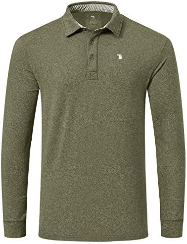 Men's Long Sleeve Golf Polo Shirt Quick Dry Sport Shirt + Collared Athletic T-Shirt - morefiz